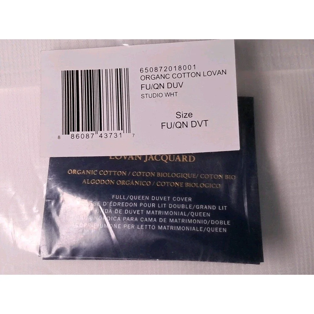 Ralph Lauren Org Cotton Lovan Jacquard Duvet Cover White Full/Queen $425 NWT